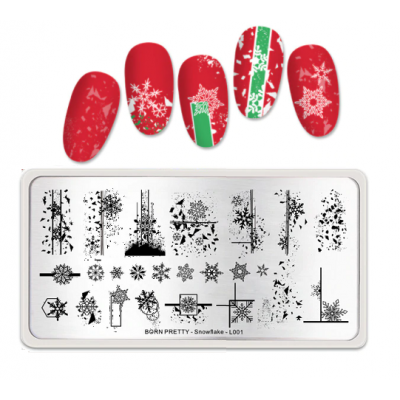 Пластина для стемпінга Born Pretty  BP-L001 Christmas Різдво, сніжинки, лінії