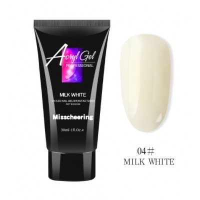 Акрил-гель для нігтів Acryl Gel Milk White 04, молочний білий, 30 мл з доставкою по Україні