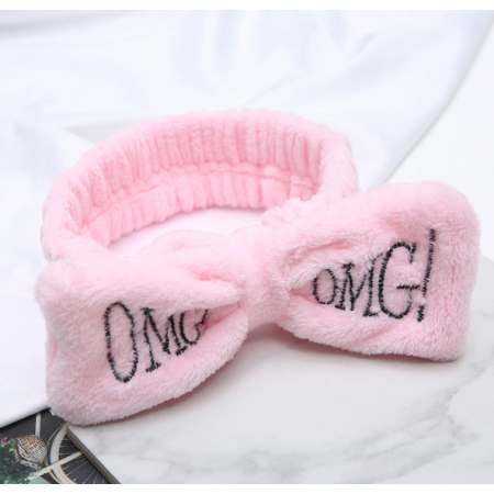 Пов'язка на голову OMG флісова, рожева з доставкою по Україні