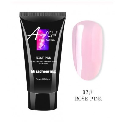 Акрил-гель для нігтів Acryl Gel Rose Pink 03, напівпрозора троянда, 30 мл