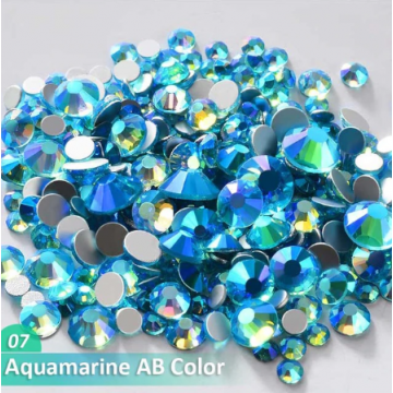 Стрази Kitty SS3-SS10 Aquamarine AB Аквамарин, 150 шт