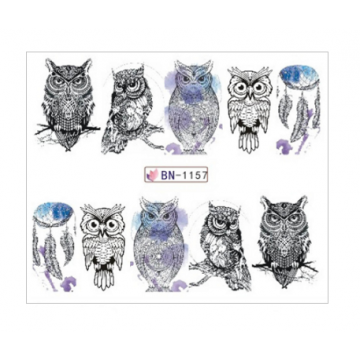 Слайдер-дизайн для нігтів BN 1157 Пташки, сови